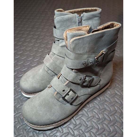 b.o.c. new WOMENS GREY Kiley buckle boot size 9M MOTO BOOT - Picture 2 of 7